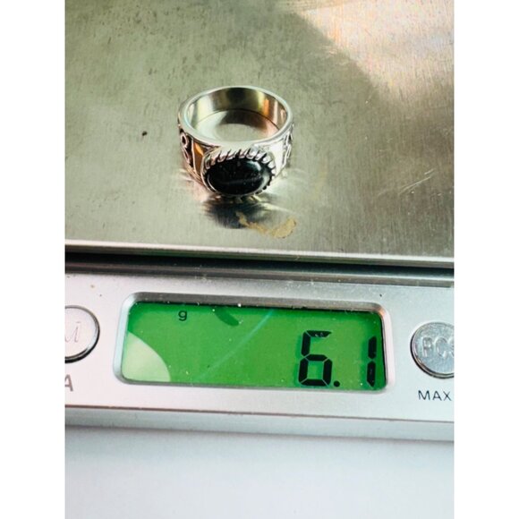 Sterling Silver 925 Oval Cabochon Black Rutile Quartz Wide Band Women's Ring 6.5 - Picture 13 of 13